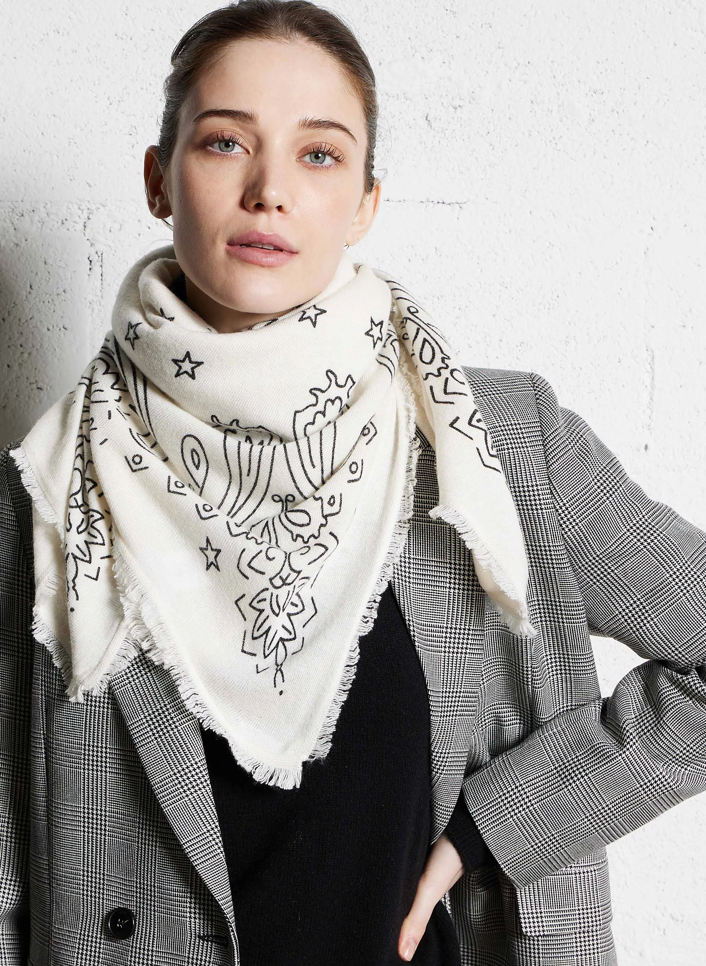 ELISA - Foulard carré imprimé | Blanc