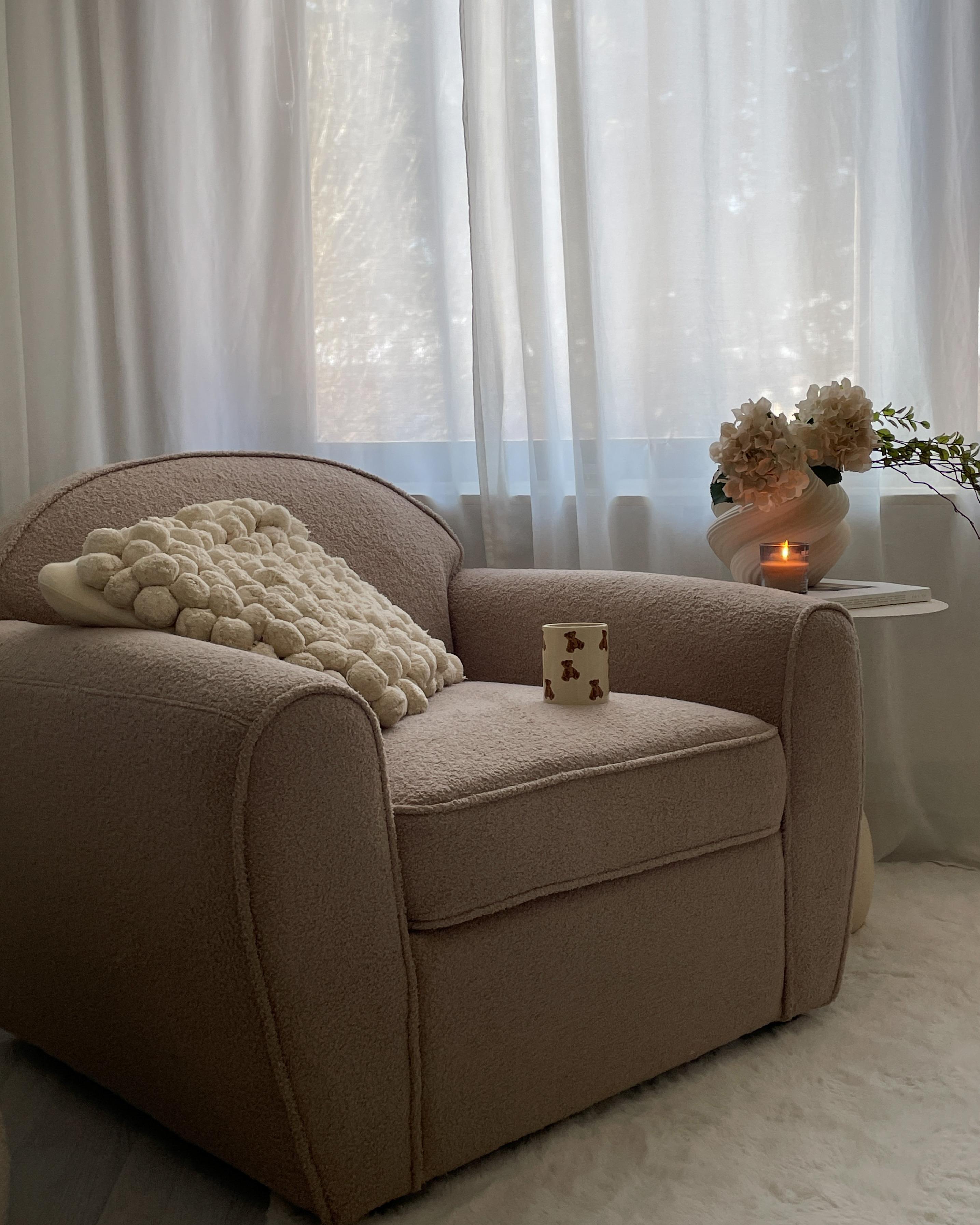 Fauteuil ELLEDE Bouclé Lichtbruin