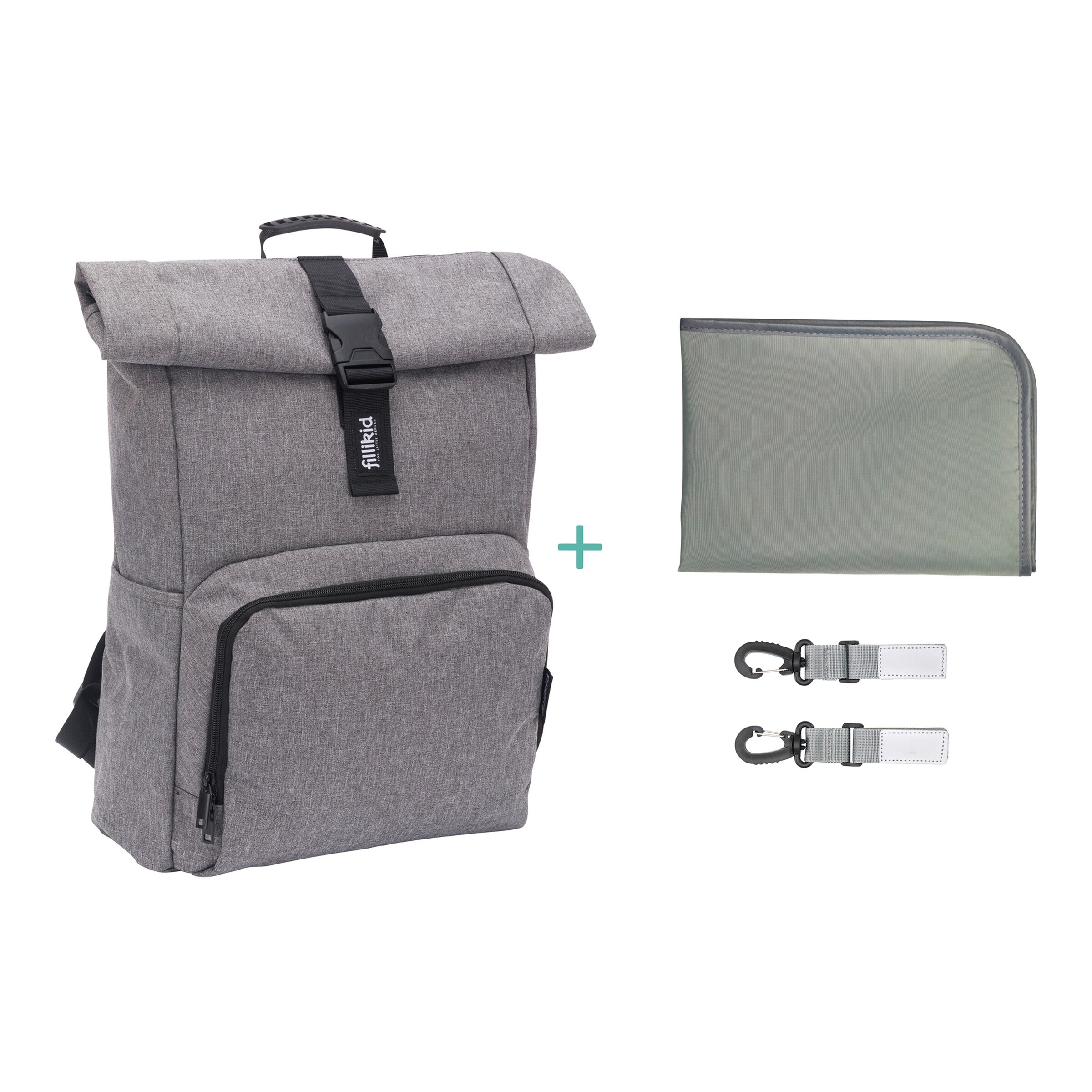 Fillikid Wickelrucksack Rolltop Tokio grau