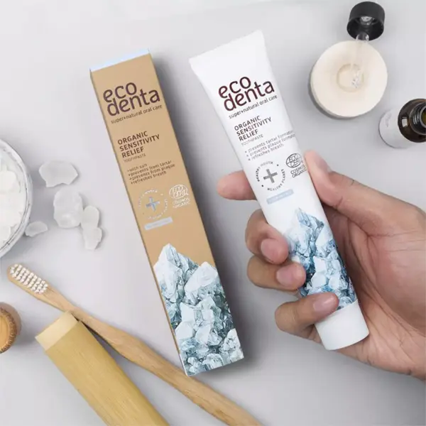 Pasta de dentes orgânica Ecodenta para dentes sensíveis com sal 75ml