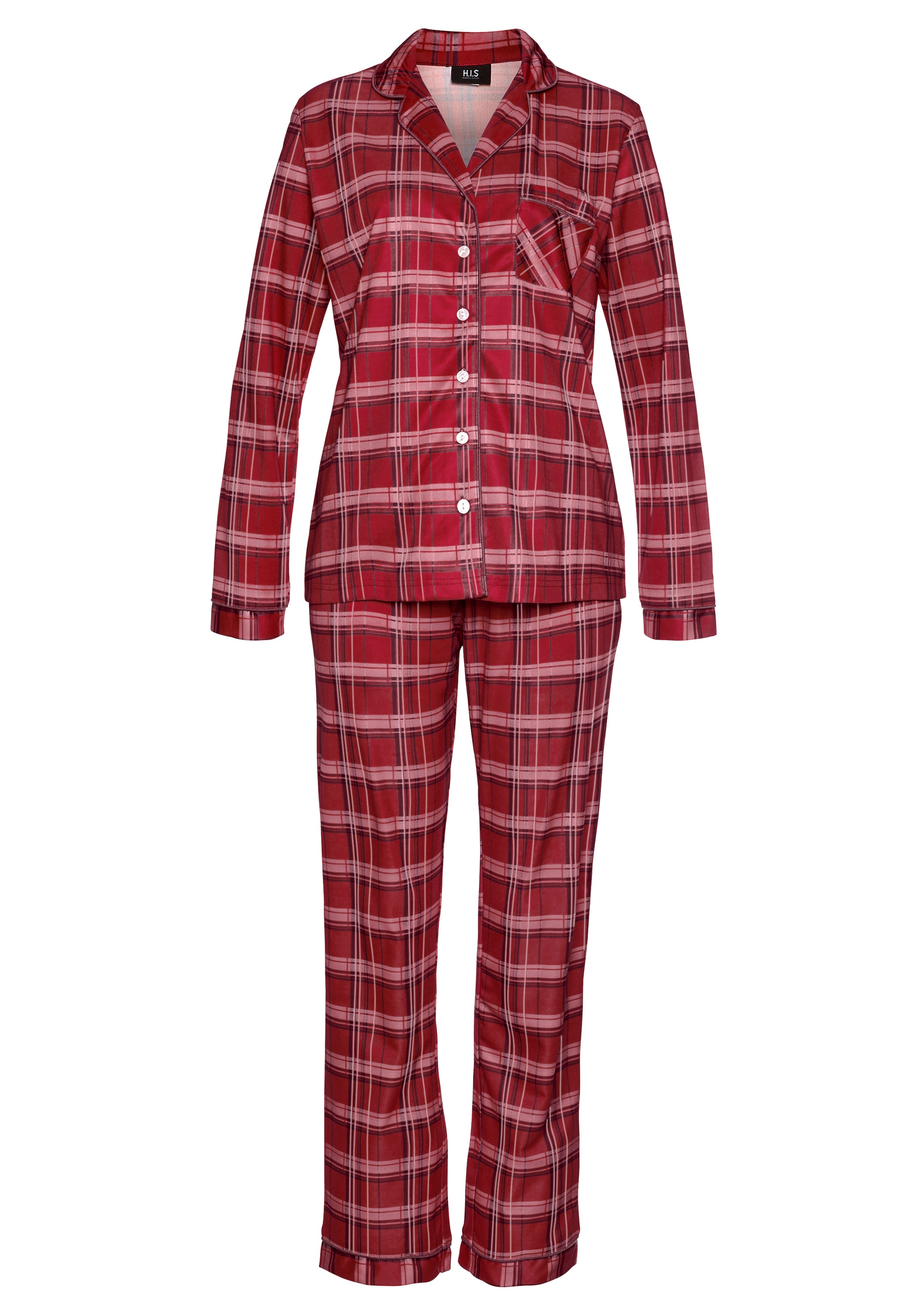 H.I.S Pyjama Set, 2 Stk. tlg., aus Flanell mit Allover-Karomuster