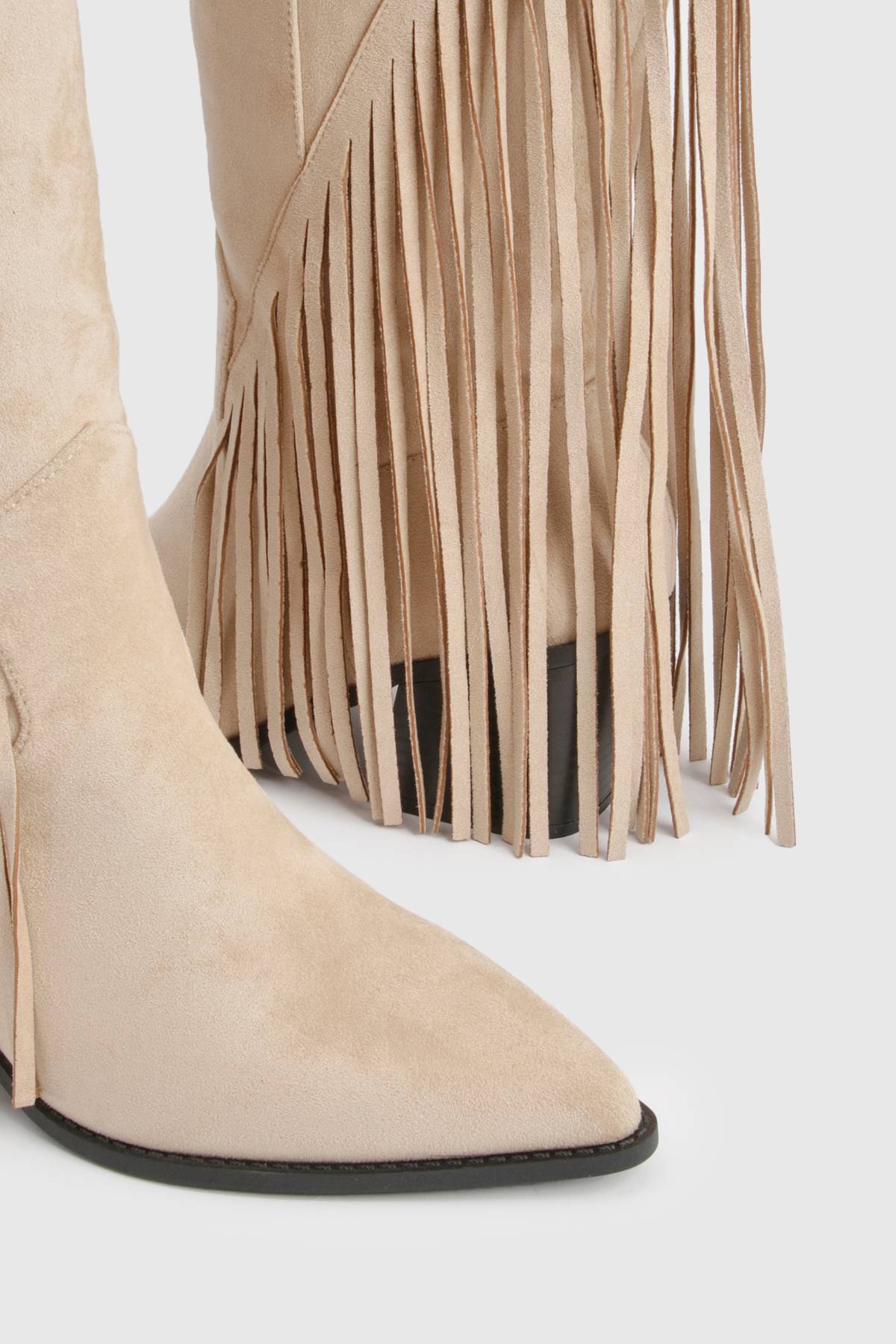 boohoo Bottes De Cowboy Western À Pompons Coupe Large