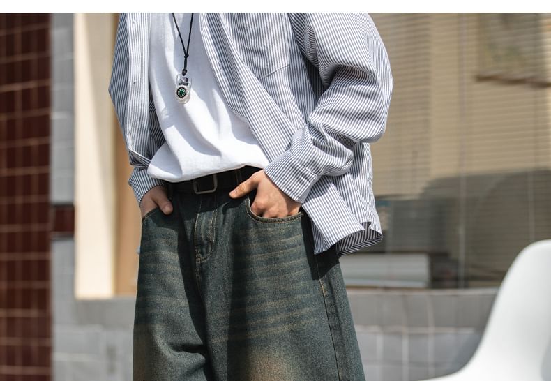 AXEN - High Waist Washed Wide Leg Jorts