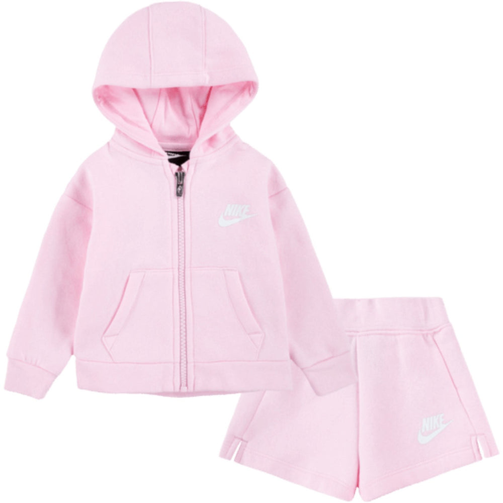 Køb NIKE Pink Foam Club Fleece Fz & Shorts Sæt