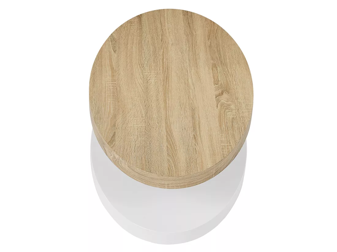 Table basse avec plateau pivotant - MDF - Naturel et blanc - VITALY