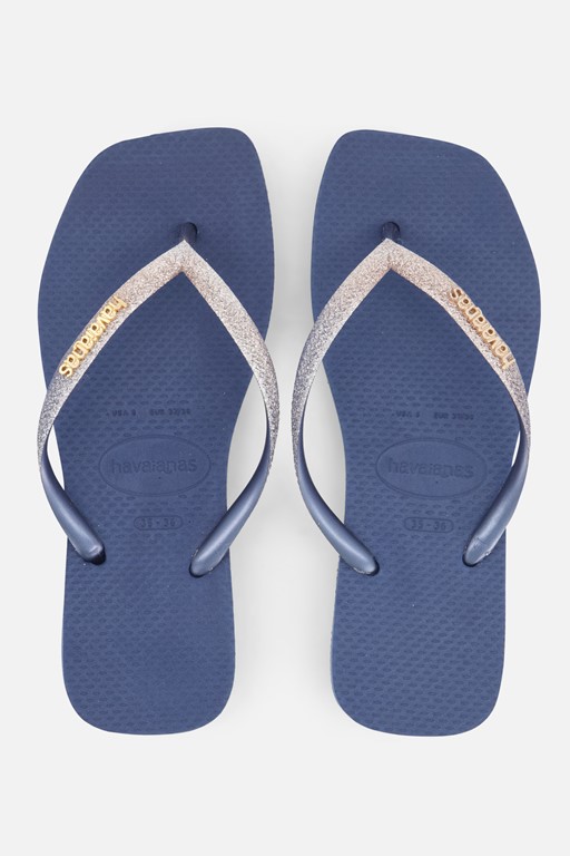 Havaianas Square Glitter Slippers blauw Rubber