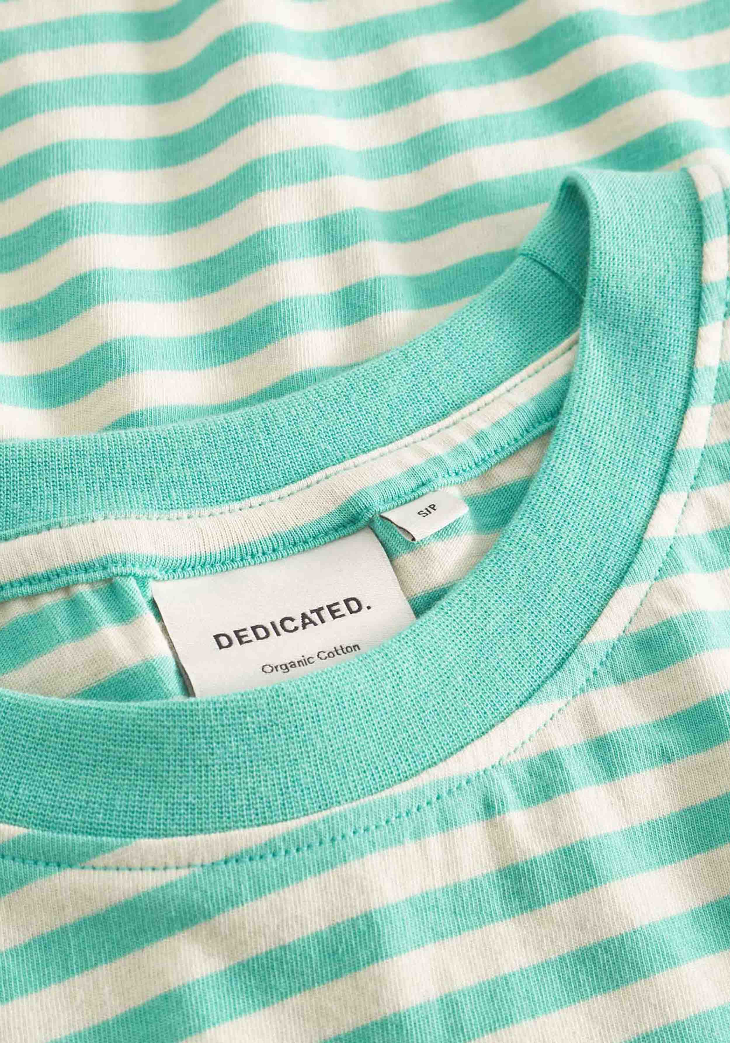 Dedicated T-Shirt Vadstena Stripes Pool Blue