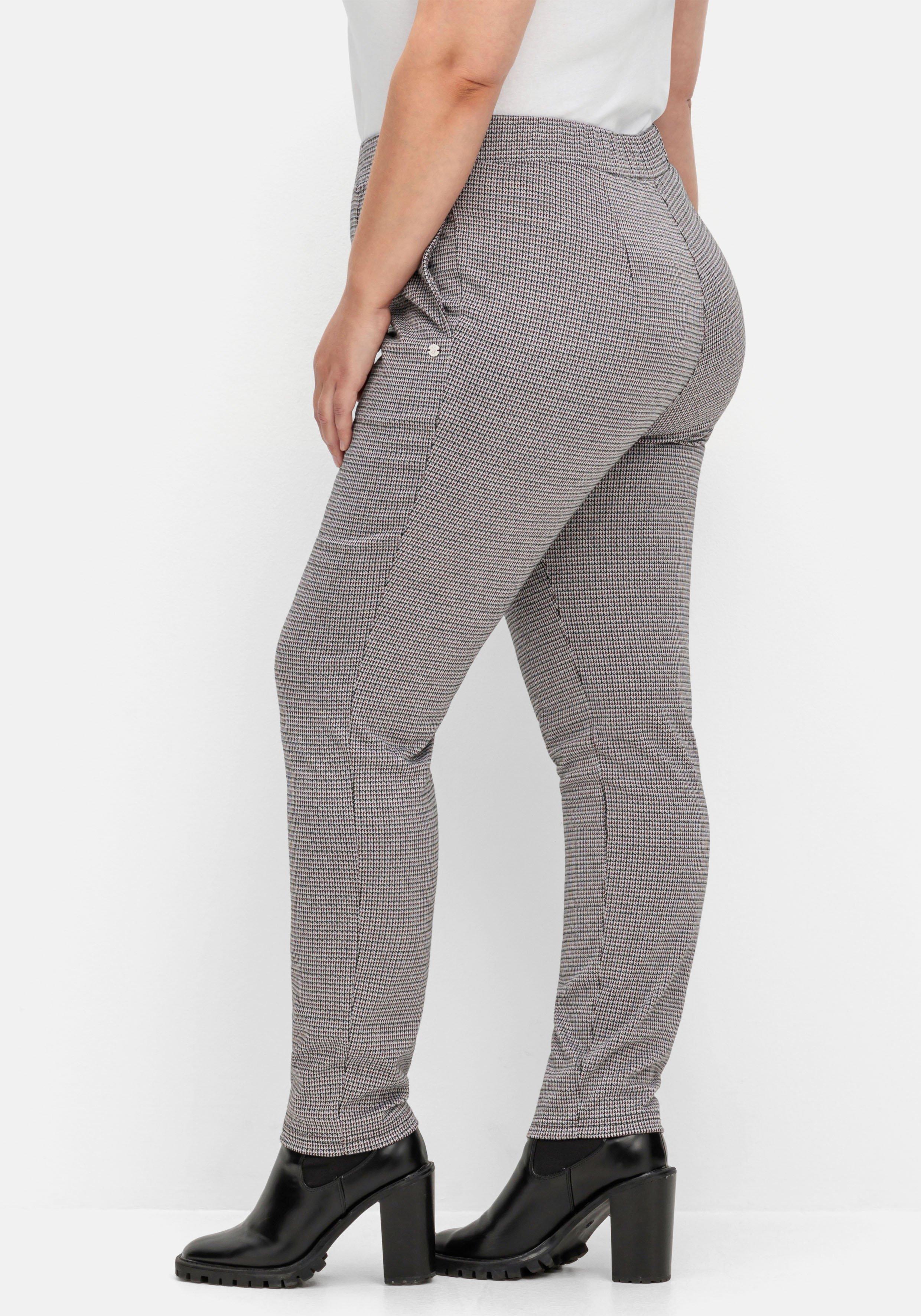 Schmale Hose mit Karomuster und Stretchbund