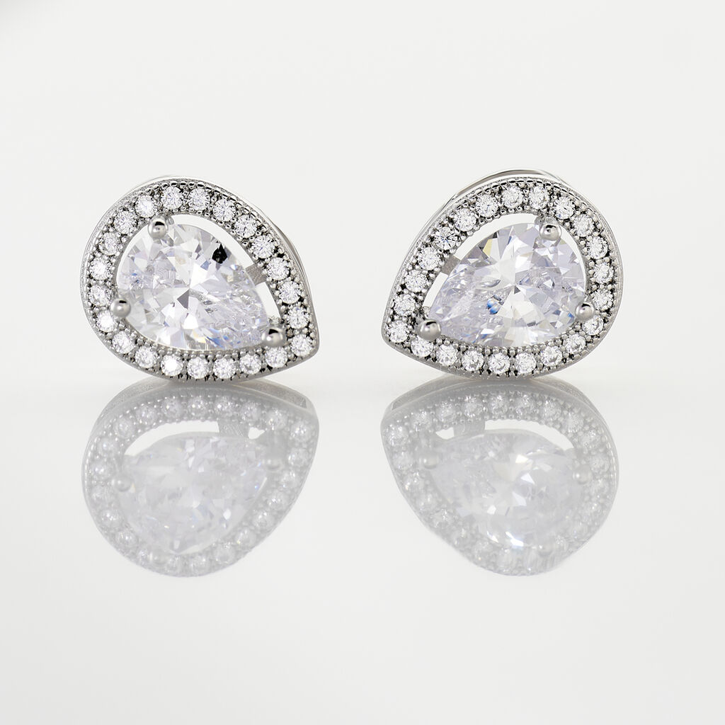 Boucles D'oreilles Puces Pilar Argent Blanc Oxyde De Zirconium