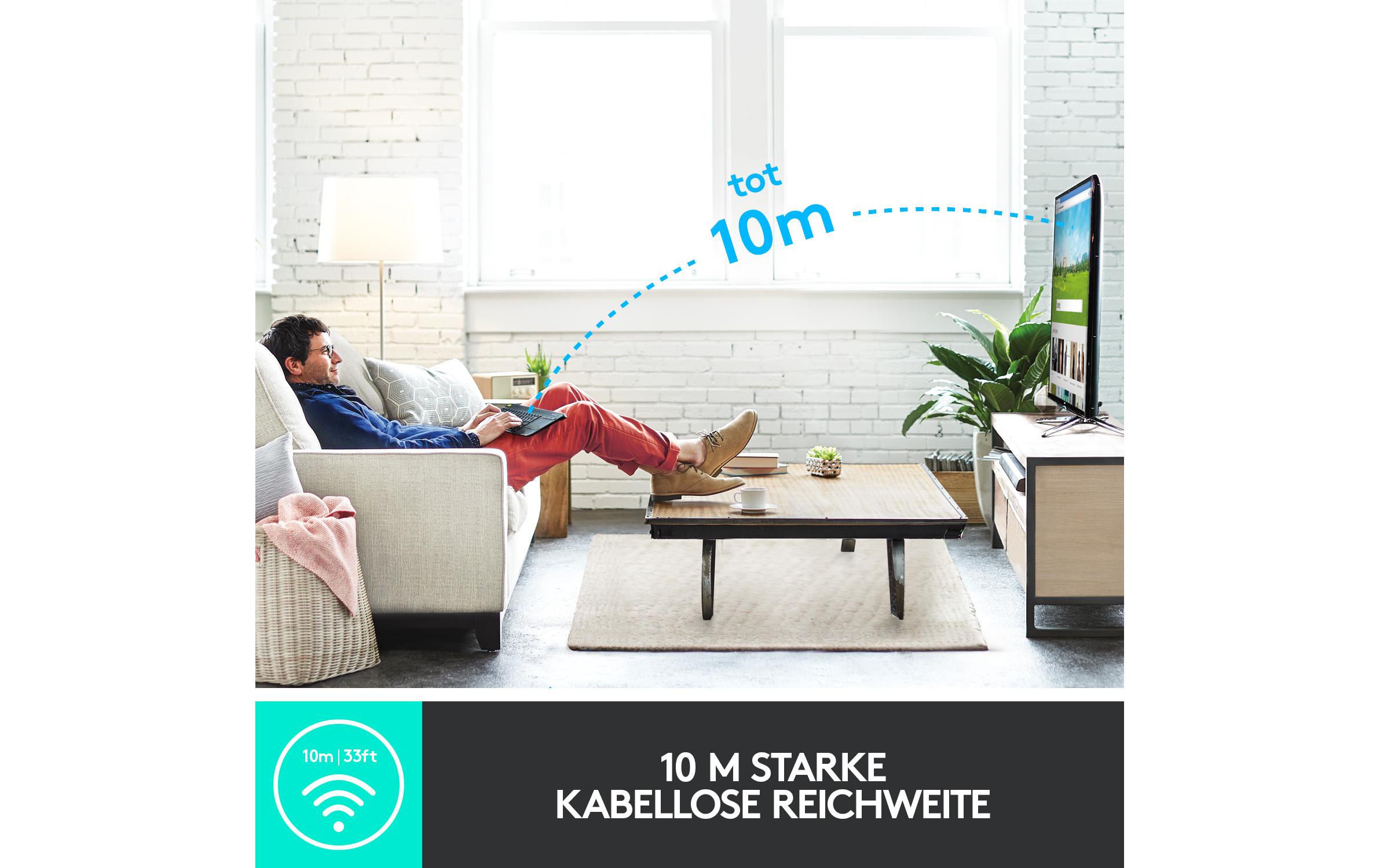 Tastatur K400 Plus CH-LayoutKabellose Tastatur mit Touchpad, CH-Layout, dunkelgrau