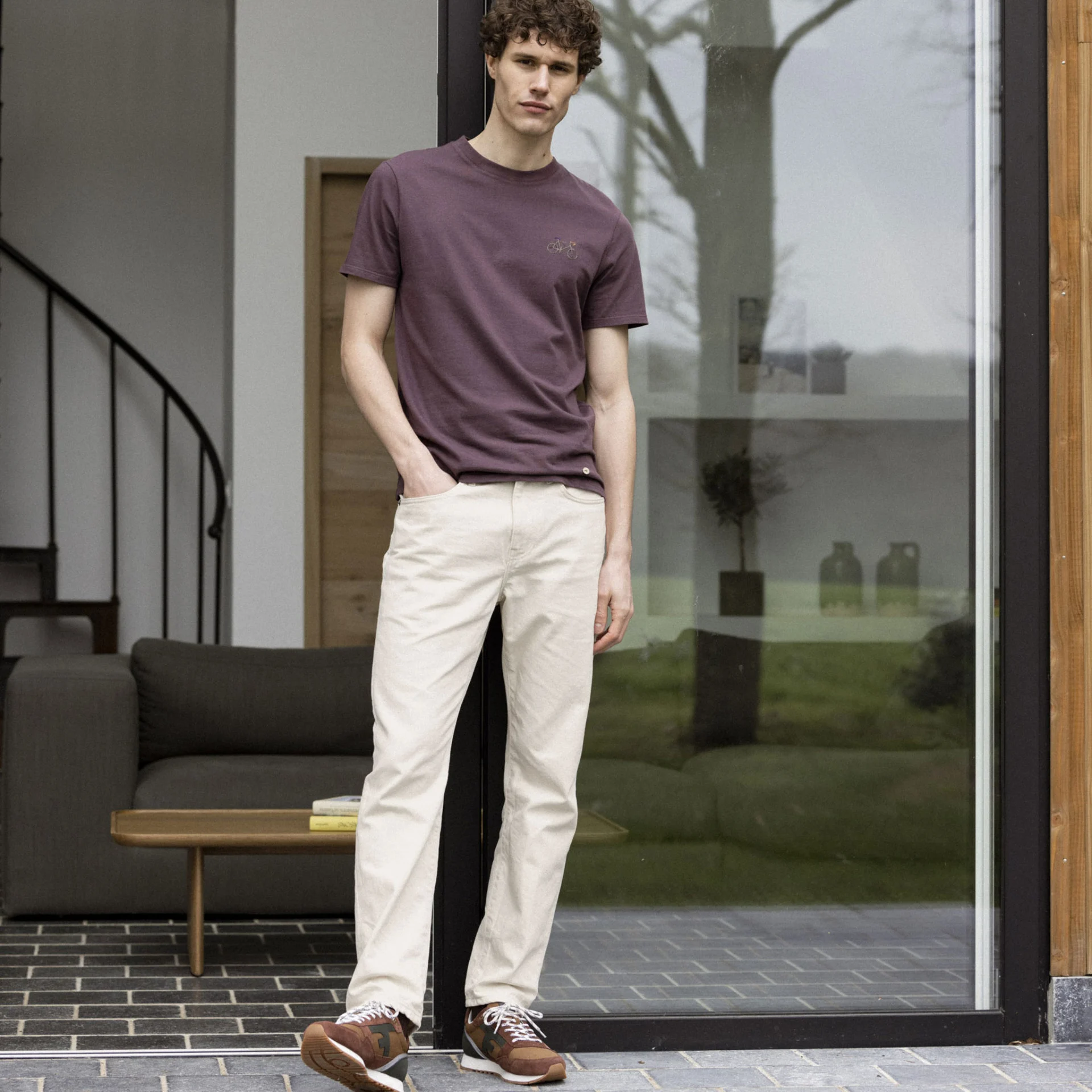 Jean écru coupe fuselée végan en coton et coton recyclé - modèle Tapered denim