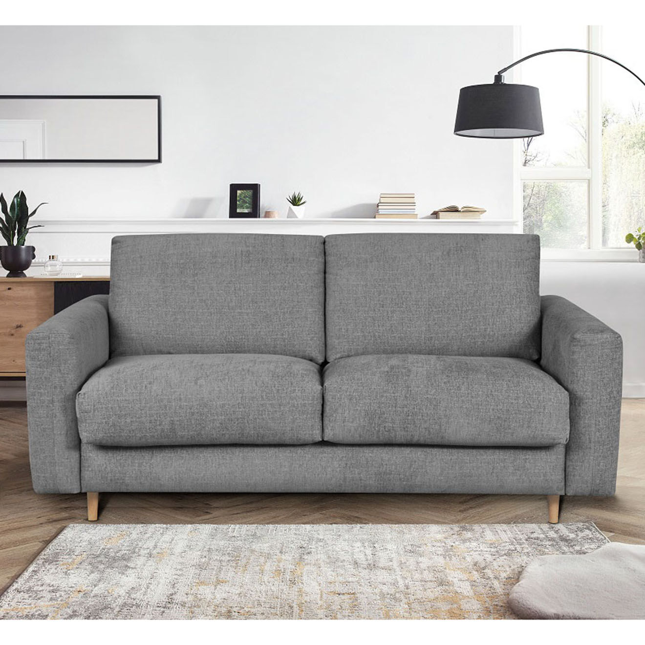 Bobochic Canapé droit cocoone convertible express  gris foncé - 200x105x98 cm