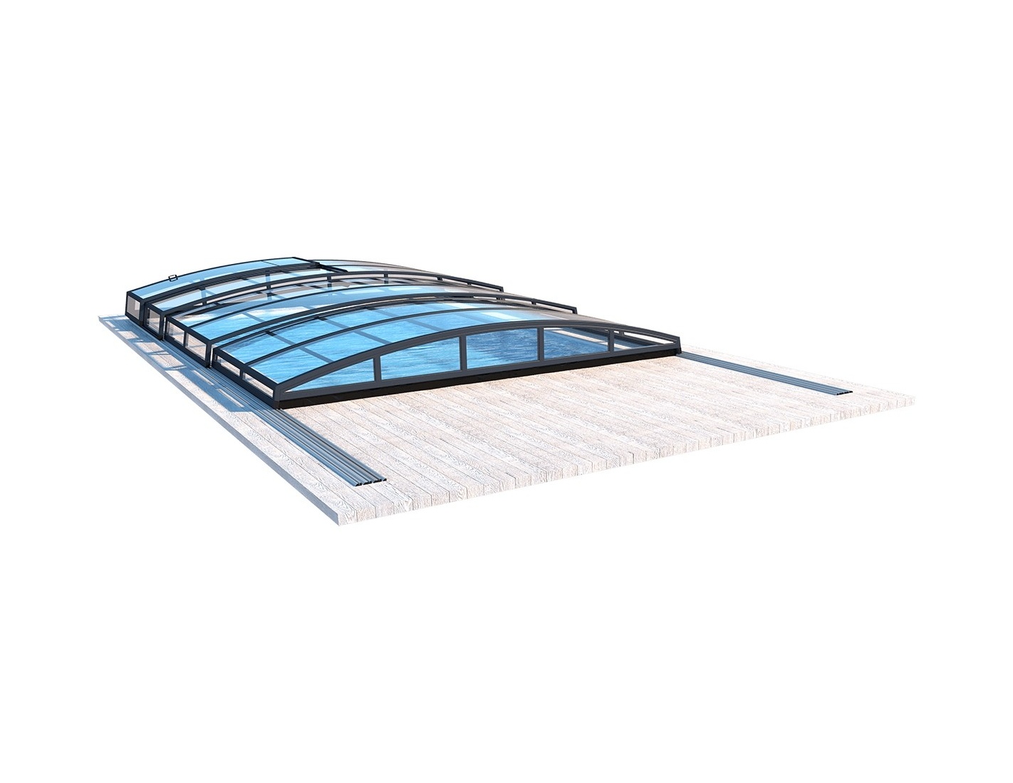 Abri de piscine skyline pour les modèles 6,20x4,10 m - bas88, bas788 - polycarbonate massif 3 mm - couleur ral7016 graphite