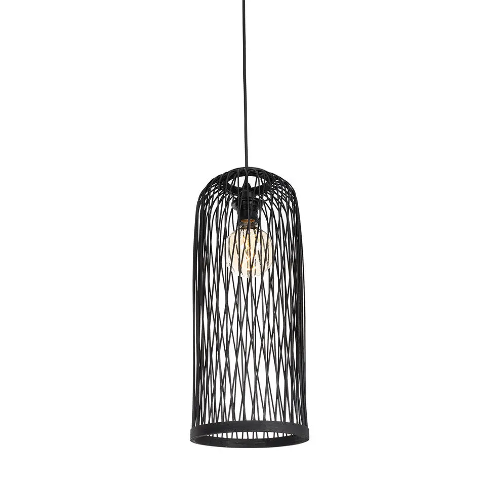 Qazqa hanglampen buiten calamus zwart e27