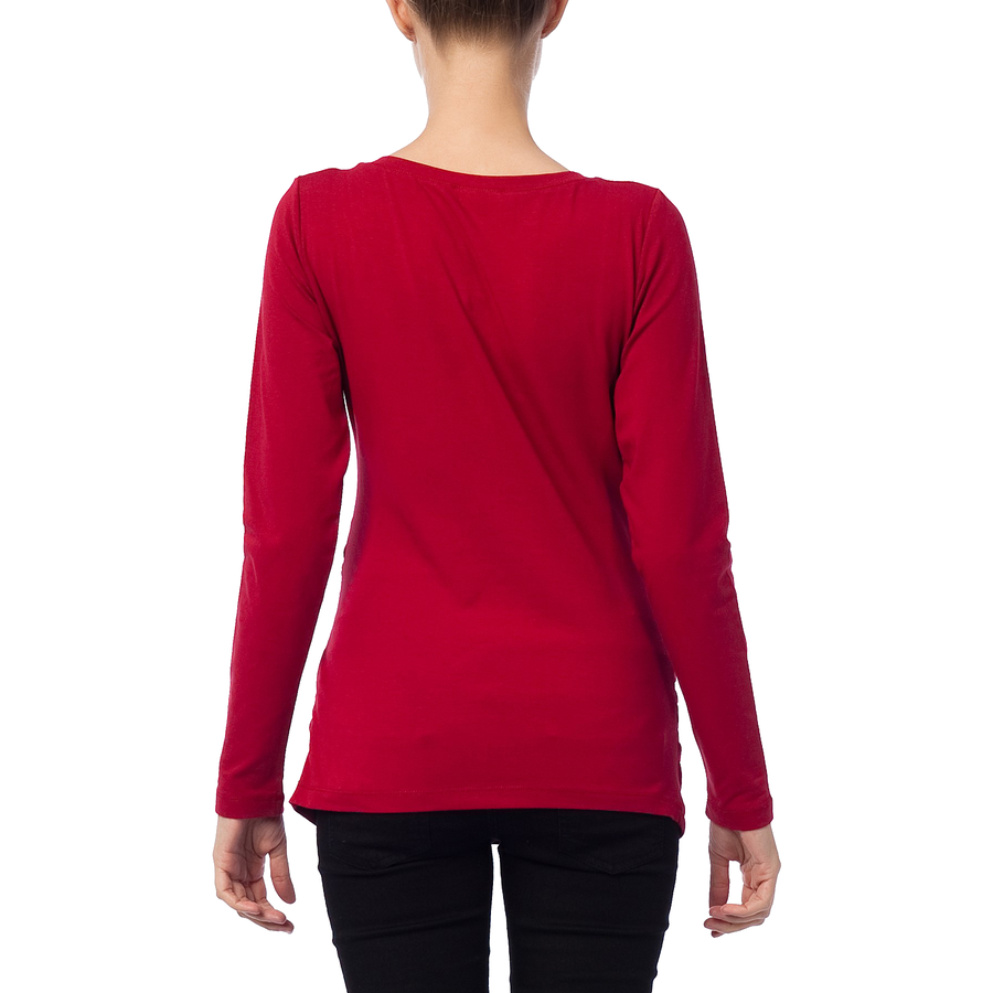 M.M.C. Umstandslangarmshirt Je t’aime maman mit Motiv Weinrot