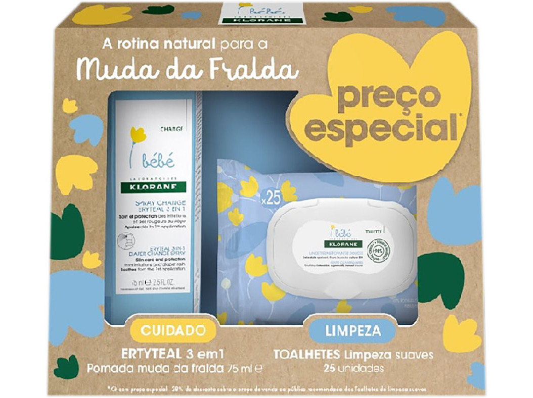 POMADA KLORANE ERYTEAL 75ML TOALHETES LIMPEZA 25UN PREÇO ESPECIAL