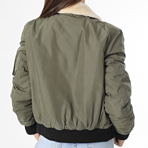 Bomber Femme Col Mouton Barcelone Vert Kaki