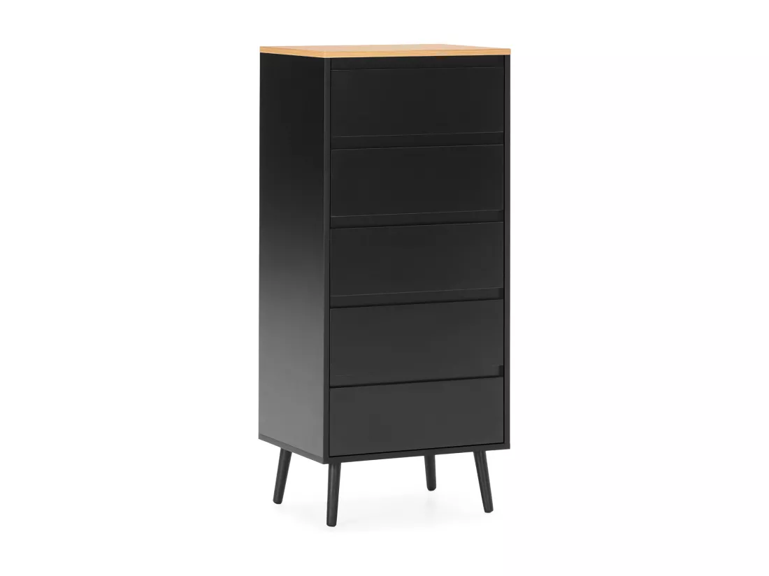 Commode haute Desi 5 tiroirs couleur Noir