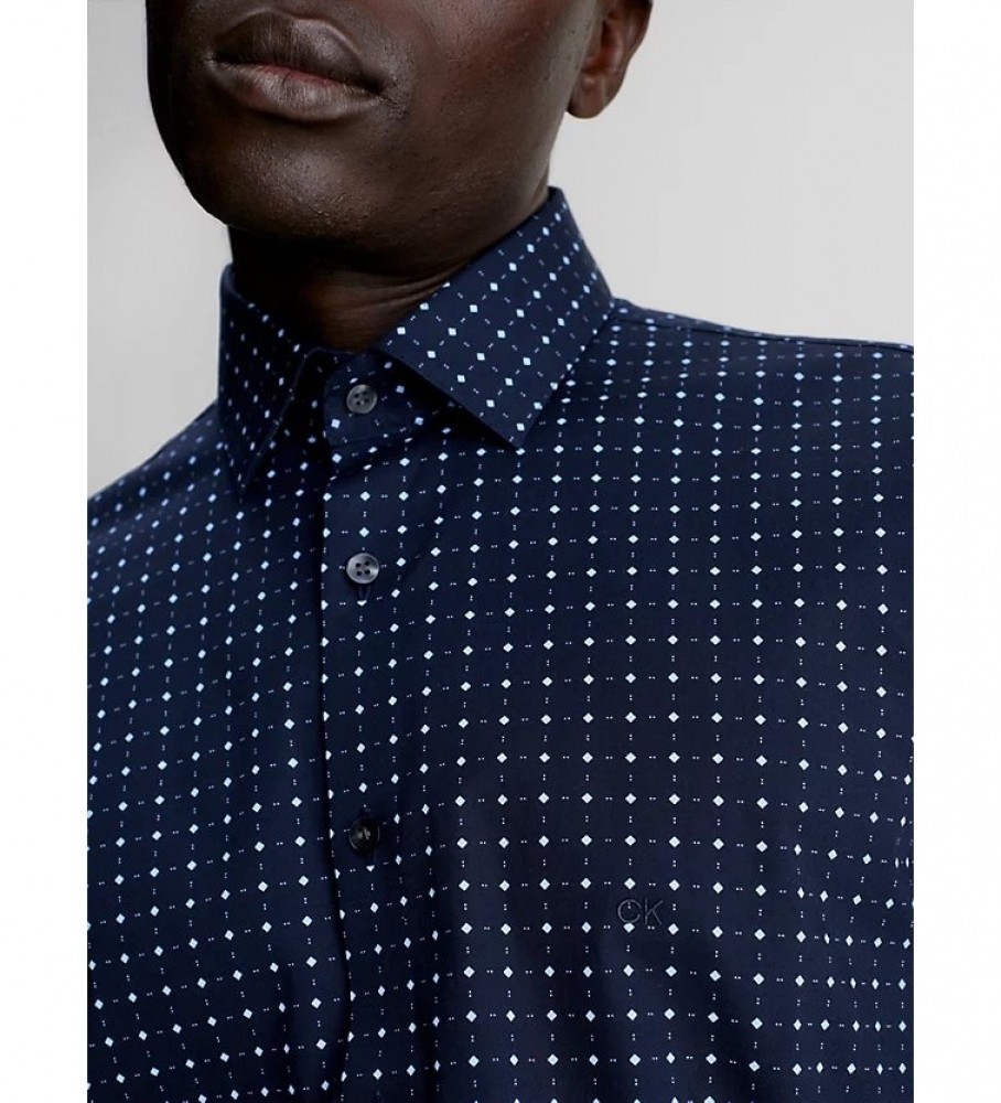 Camisa Calvin Klein Slim Popeline Azul Marinho
