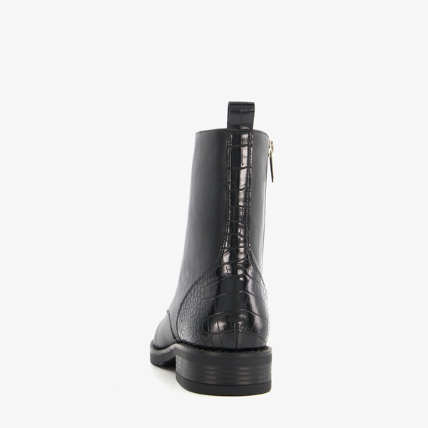 Blue Box dames veterboots croco print zwart