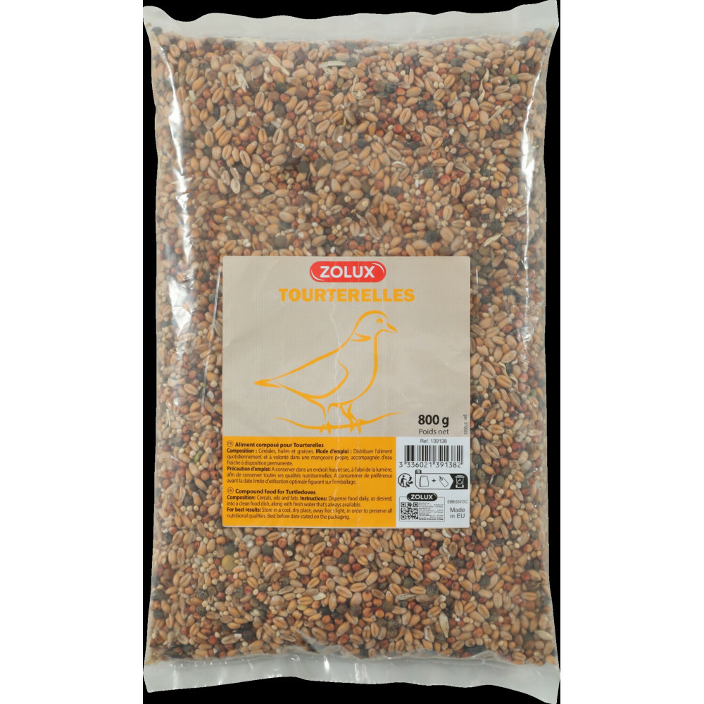 Graines pour tourterelle sac de 800g pour oiseaux