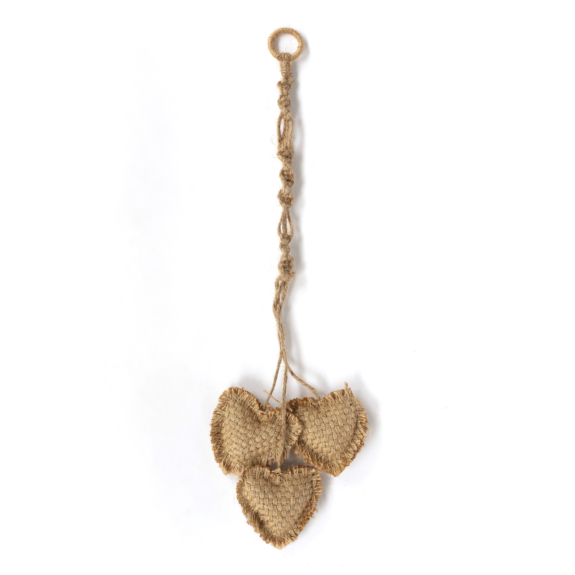 Textil-Anhänger '3 Herzen' Jute, H 52 cm, B 9 cm, L 1 cm von fischer's lagerhaus