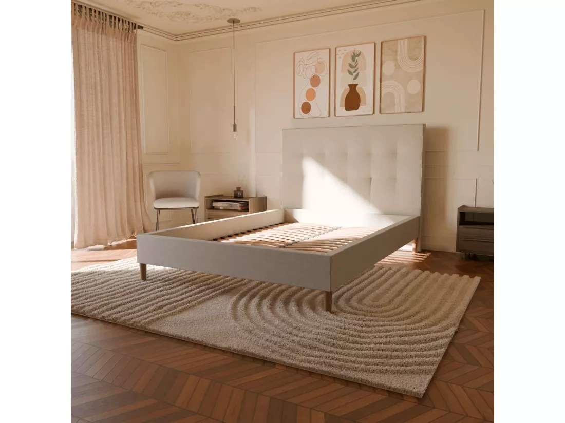 Ensemble lit + tête de lit 180x200cm - Blanc - Collection Léa - Morphea