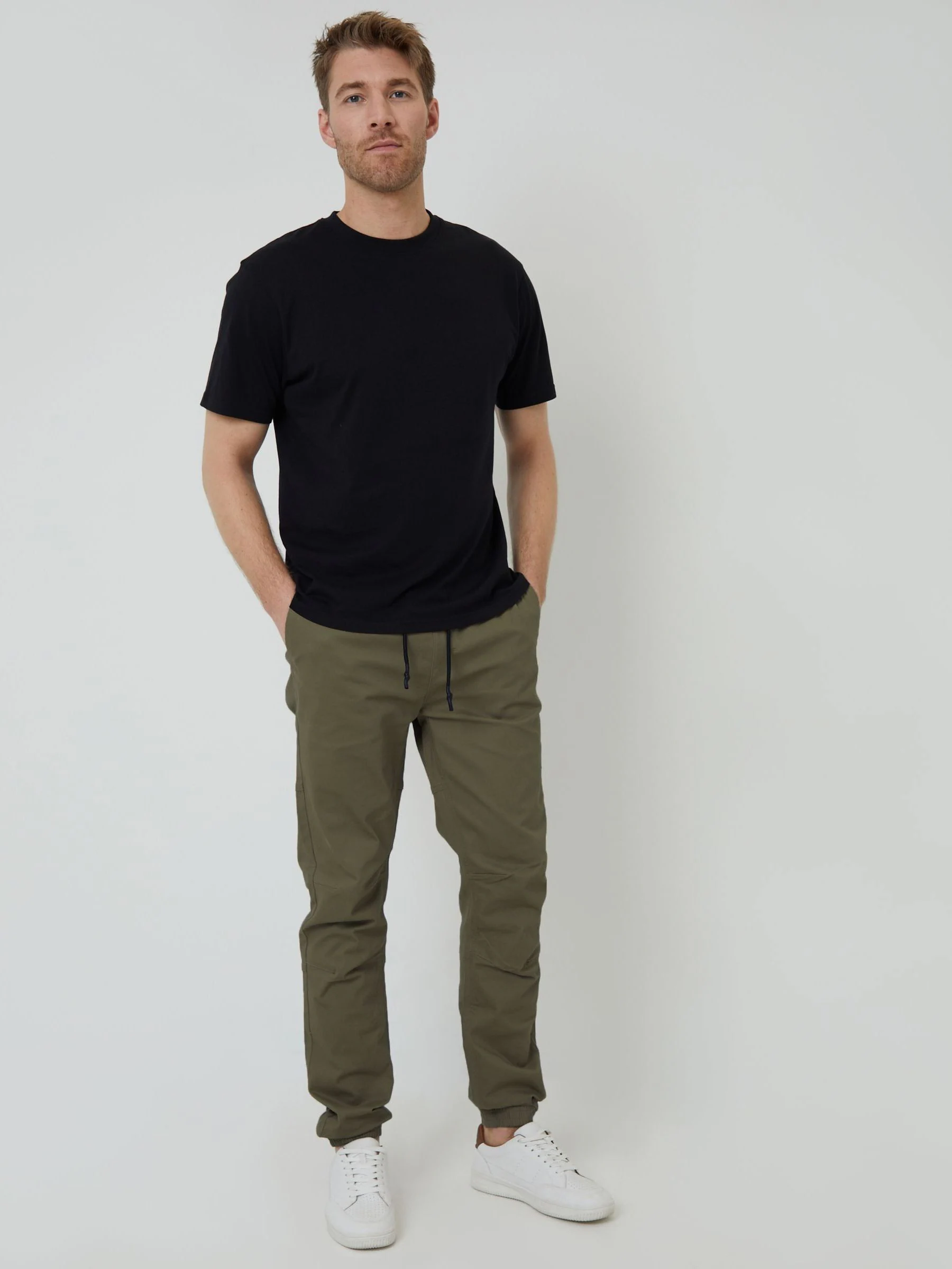 Khaki - Threadbare Jogger Style Drawcord Trousers