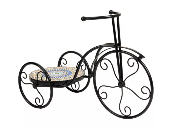 Support vélo en mosaïque et fer forgé noir 53x23.5x36h