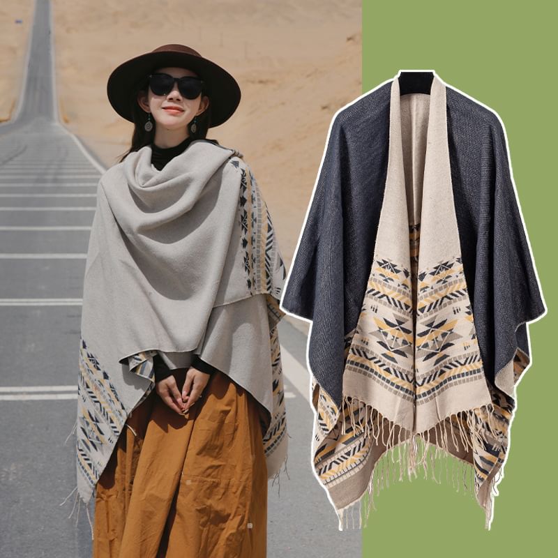 Dreamaway - Sjaal met geometrisch patroon en franjes