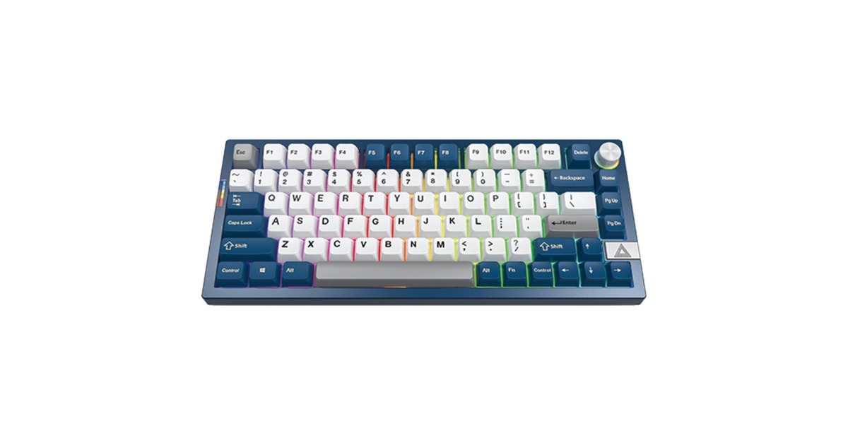 MontechMkey Pro Freedom, toetsenbord  (Donkerblauw/wit, US lay-out, Gateron G Pro Yellow, 75%, Hot-swappable, RGB, Double-Shot PBT, USB-C / 2.4 GHz / Bluetooth 5.2)
