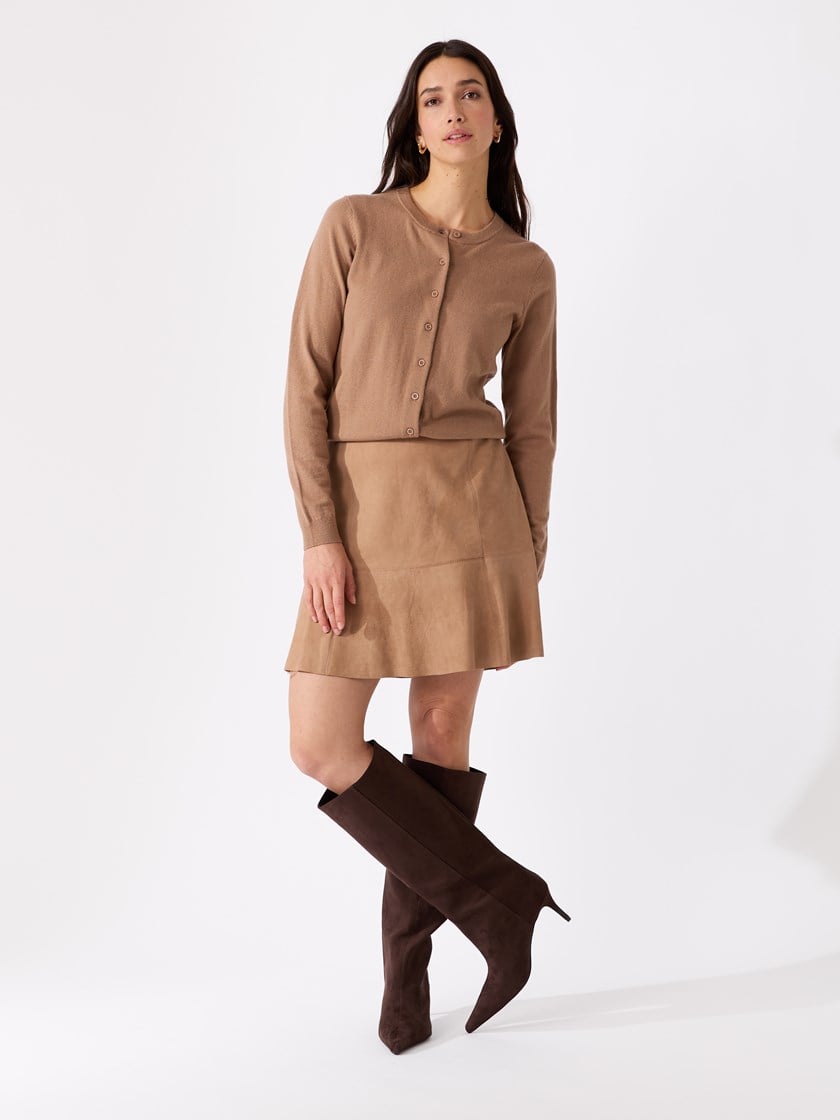 Olea cardigan i merinoblanding Mocha Mousse