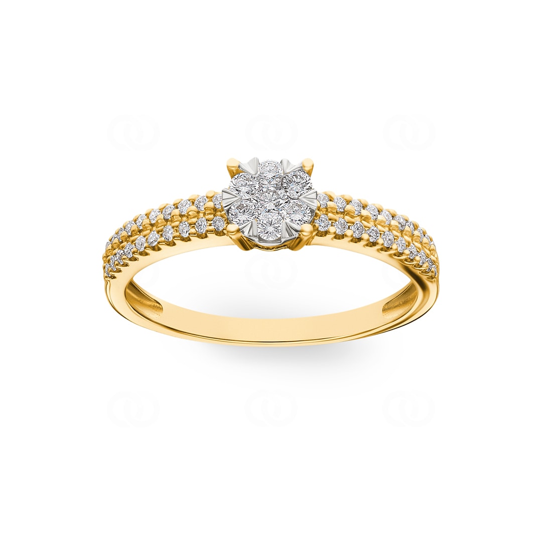 Verlobungsring 750/18 K Gelbgold mit Diamanten 0.31 ct H/si