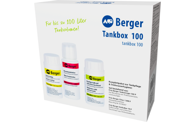 Berger Tankbox 100 Set (Tankreiniger, Wasserdesinfektion & Entkalker)