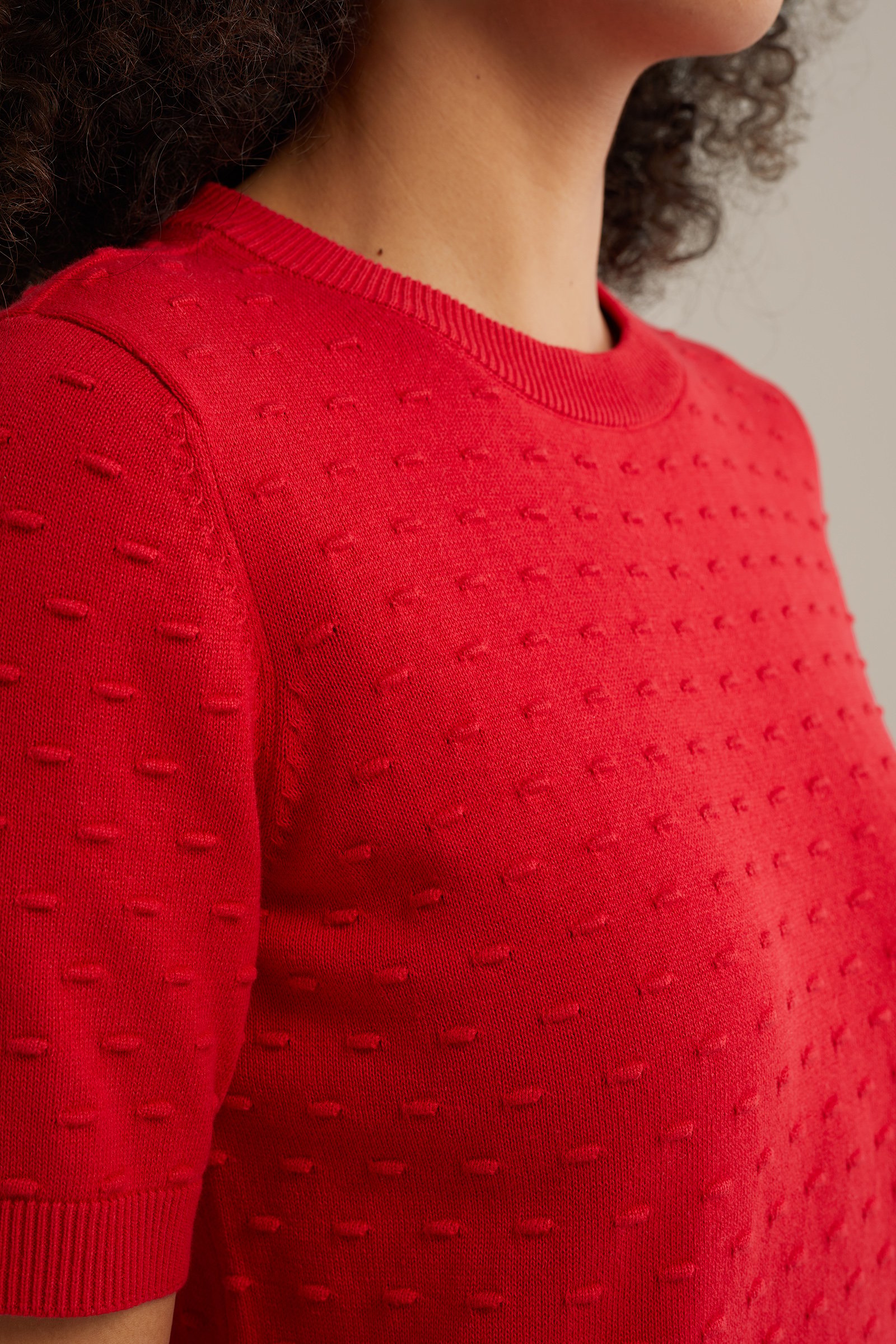 trui met structuur WE Fashion Donkerrood