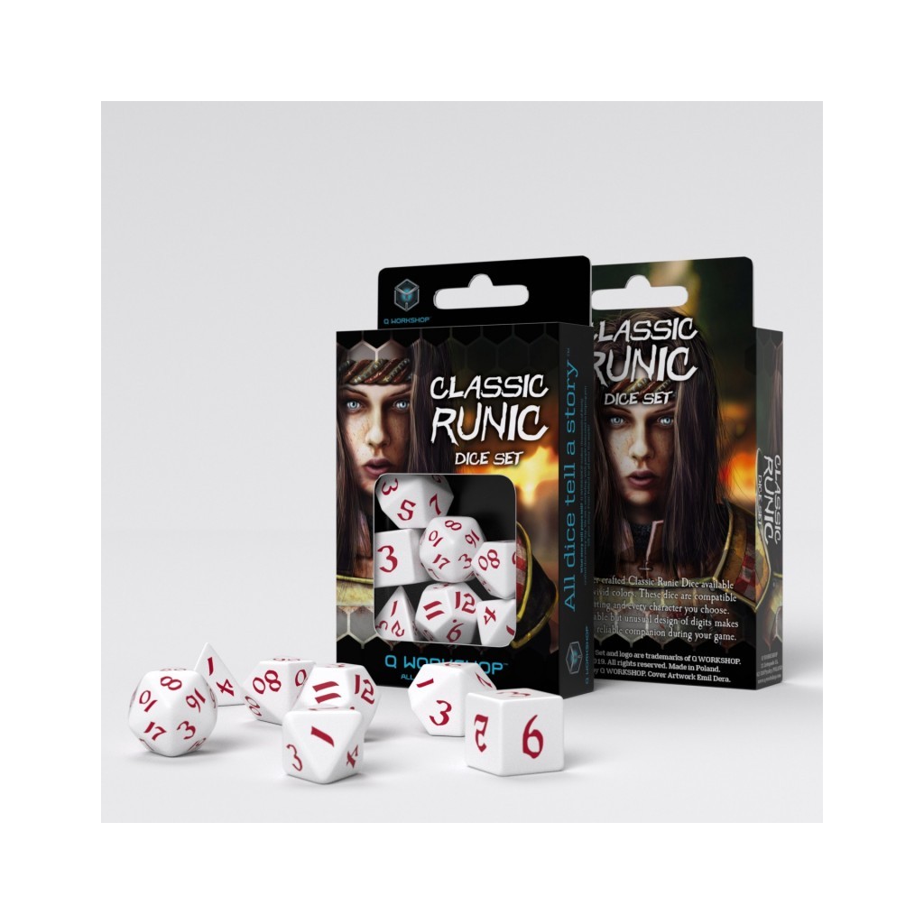 Classic Runic White & red Dice Set (7)