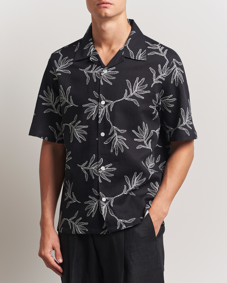 NN07 Ole Printed Cotton/Lyocell Resort Shirt Black