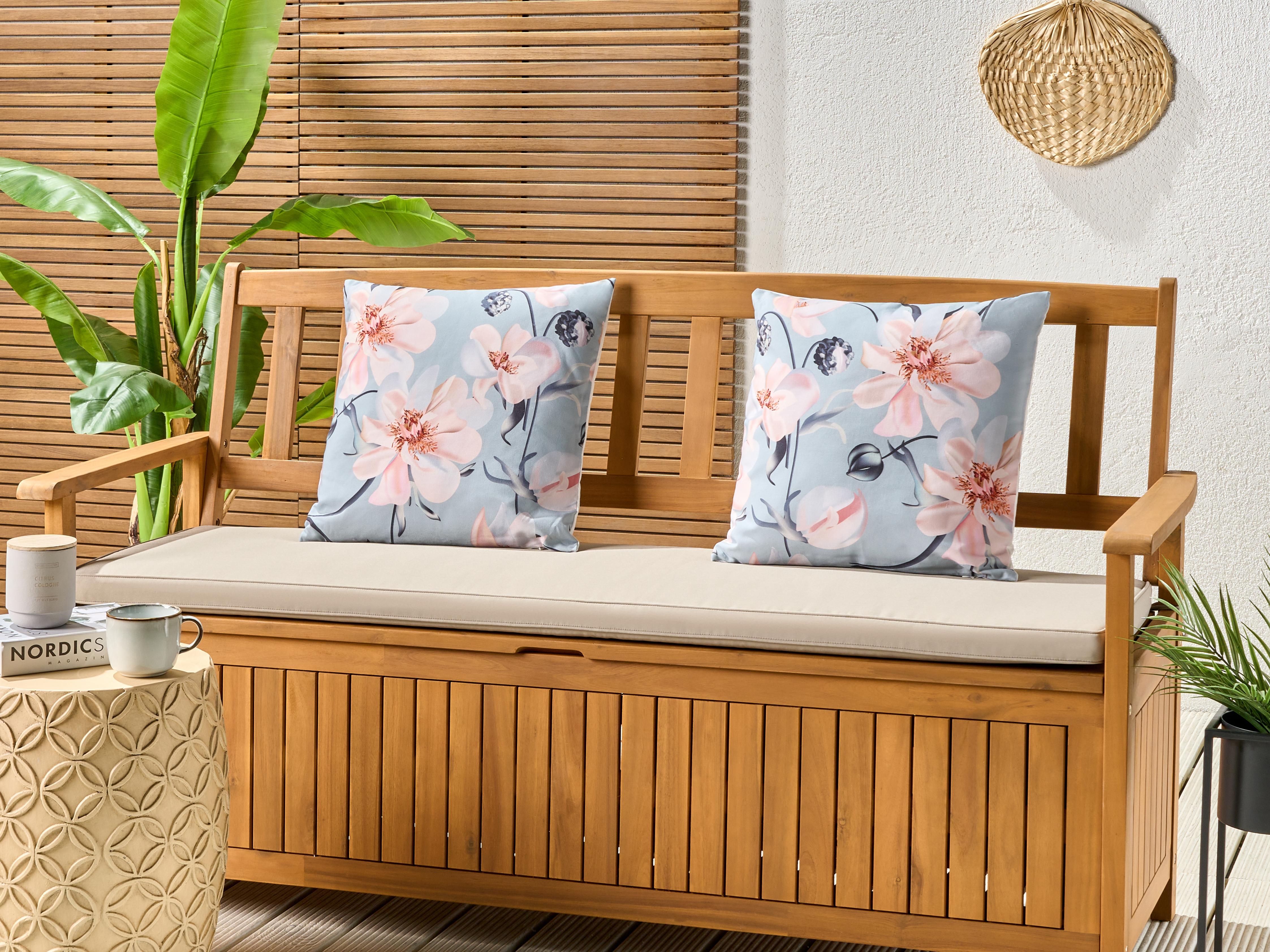 Set van 2 tuinkussens APRICALE bloempatroon 45 x 45 cm Blauw