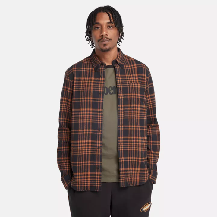 Camisa xadrez de flanela grossa preta para homem