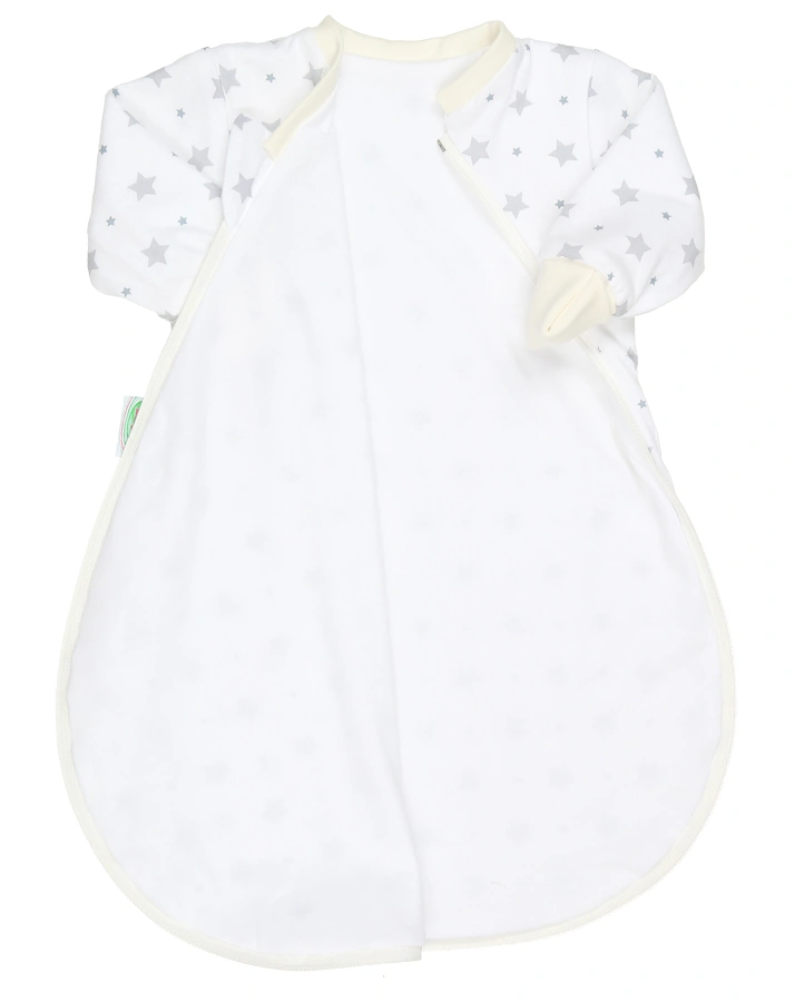 Jersey-Unterziehsack BabyNest® STARS in weiß/hellgrau