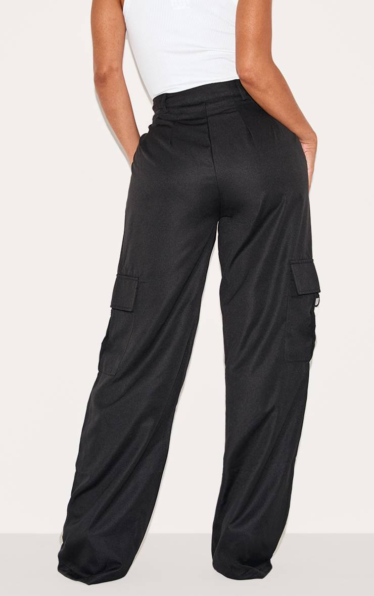 Noir Prettylittlething Shape Pantalon Cargo Large À Détail Boucle