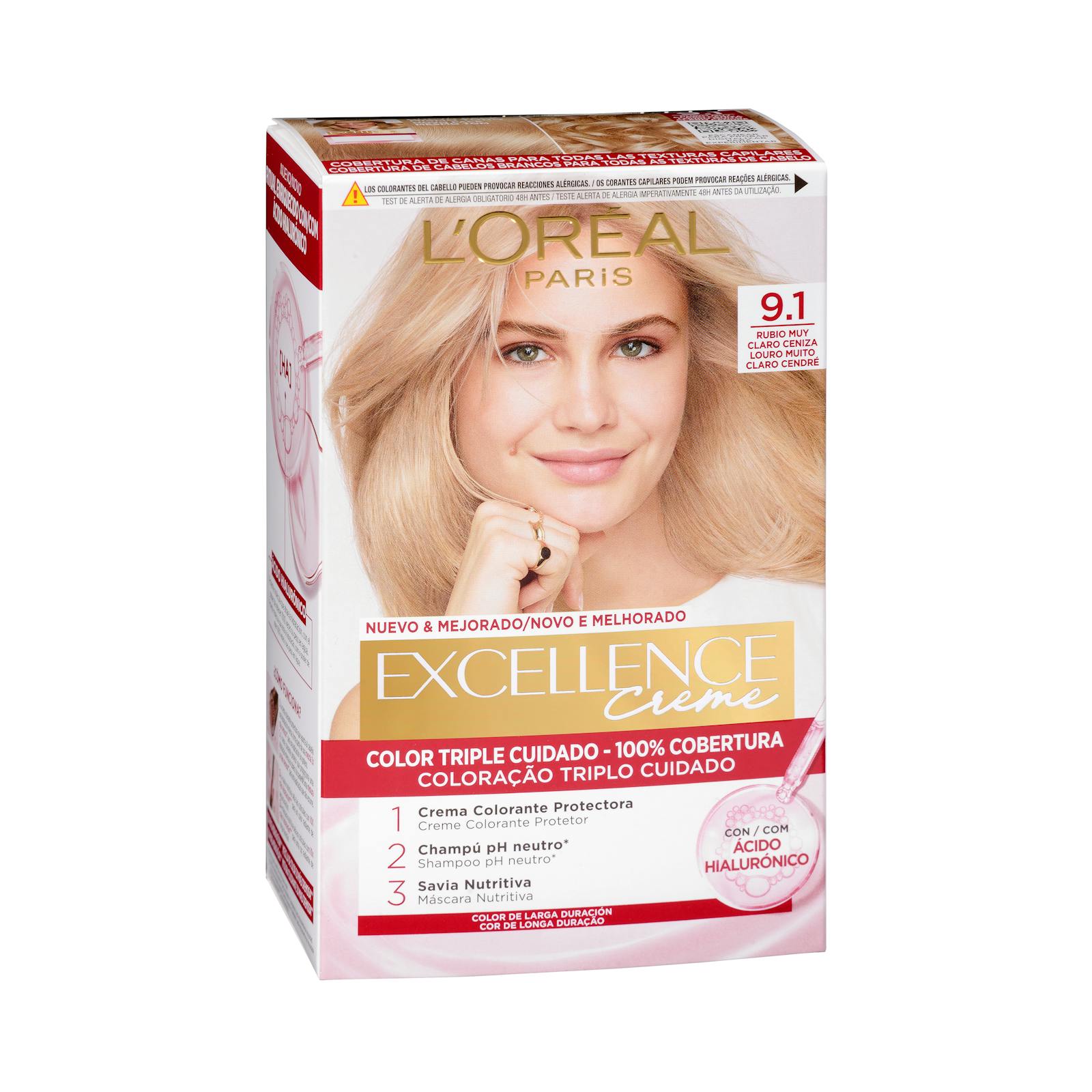 Coloration permanente 9.1 blond clair cendré Excellence Crème