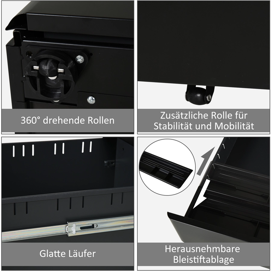 Vinsetto Aktenschrank mit Schließfach schwarz