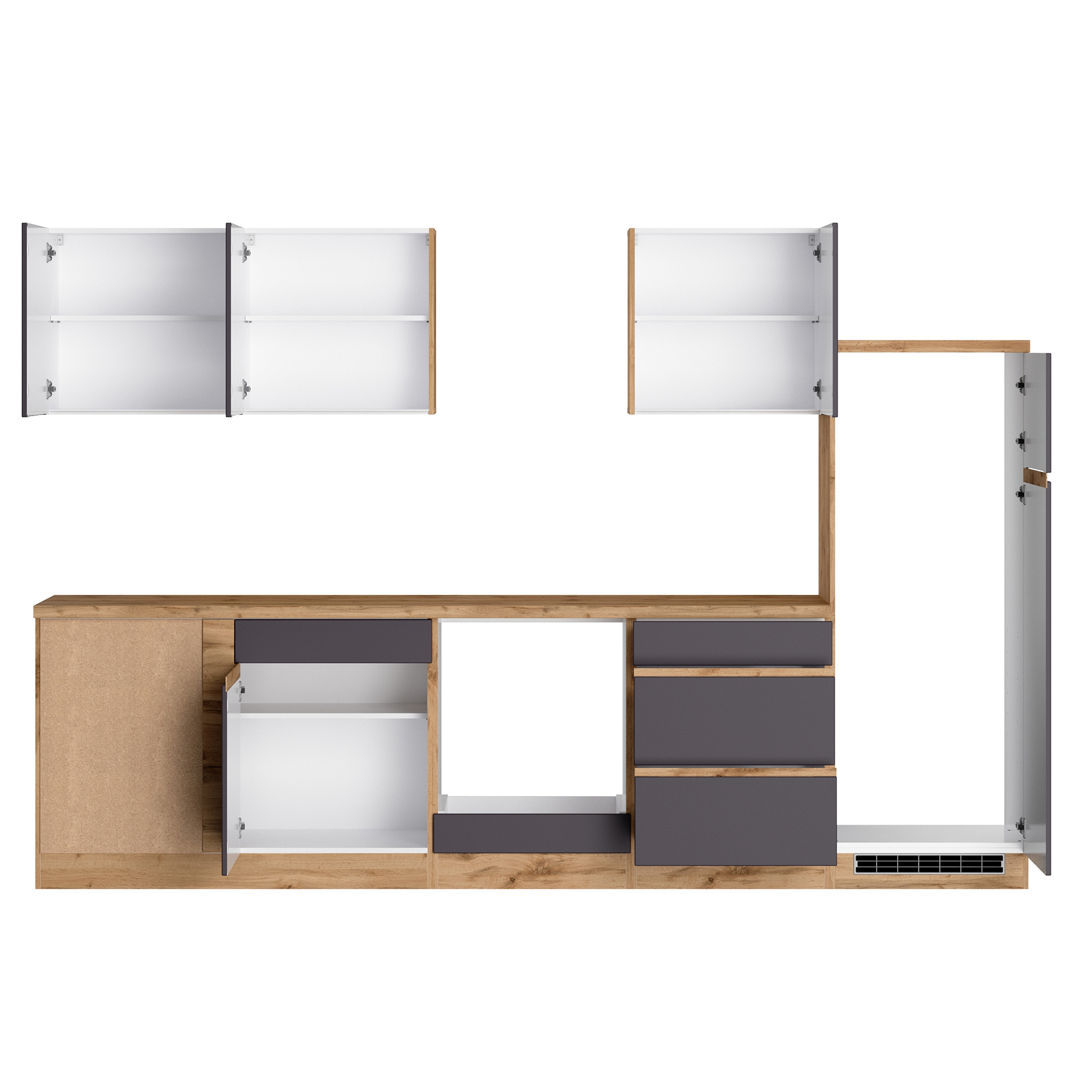 Winkelblock TURIN - grau matt - Wotan Eiche - 240x300 cm