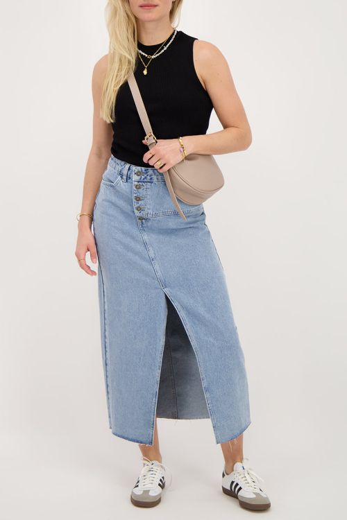 Zwarte tanktop met rib structuur