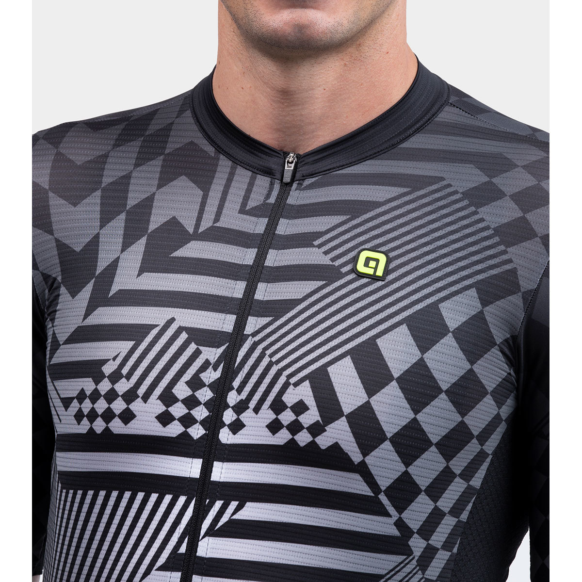 Ale PR-S Checker Fietsshirt Korte Mouwen Grijs Heren