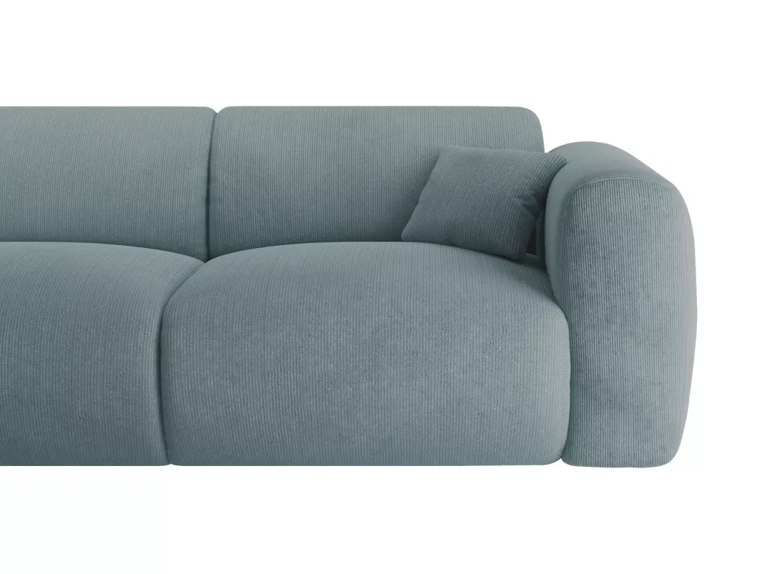Grand canapé d'angle gauche en tissu texturé bleu POGNI de Maison Céphy