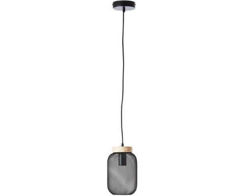 Hanglamp, 1-lichts, HxØ 112x16 cm, zwart/gerookt glas