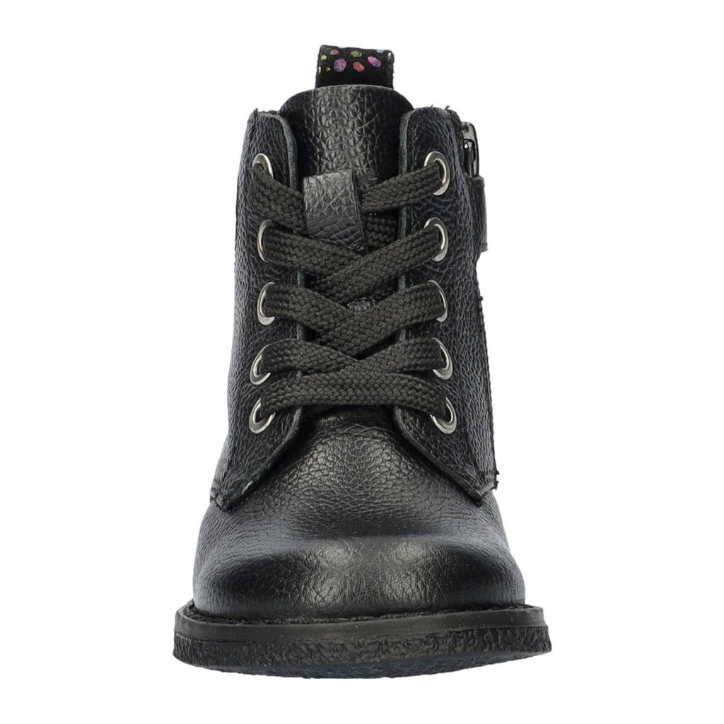 Nelson Kids leren veterboots zwart