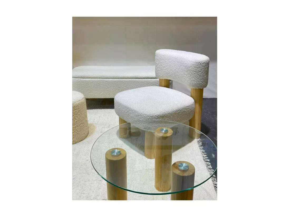 MEGEVE - Fauteuil Bouclé Blanc Confortable